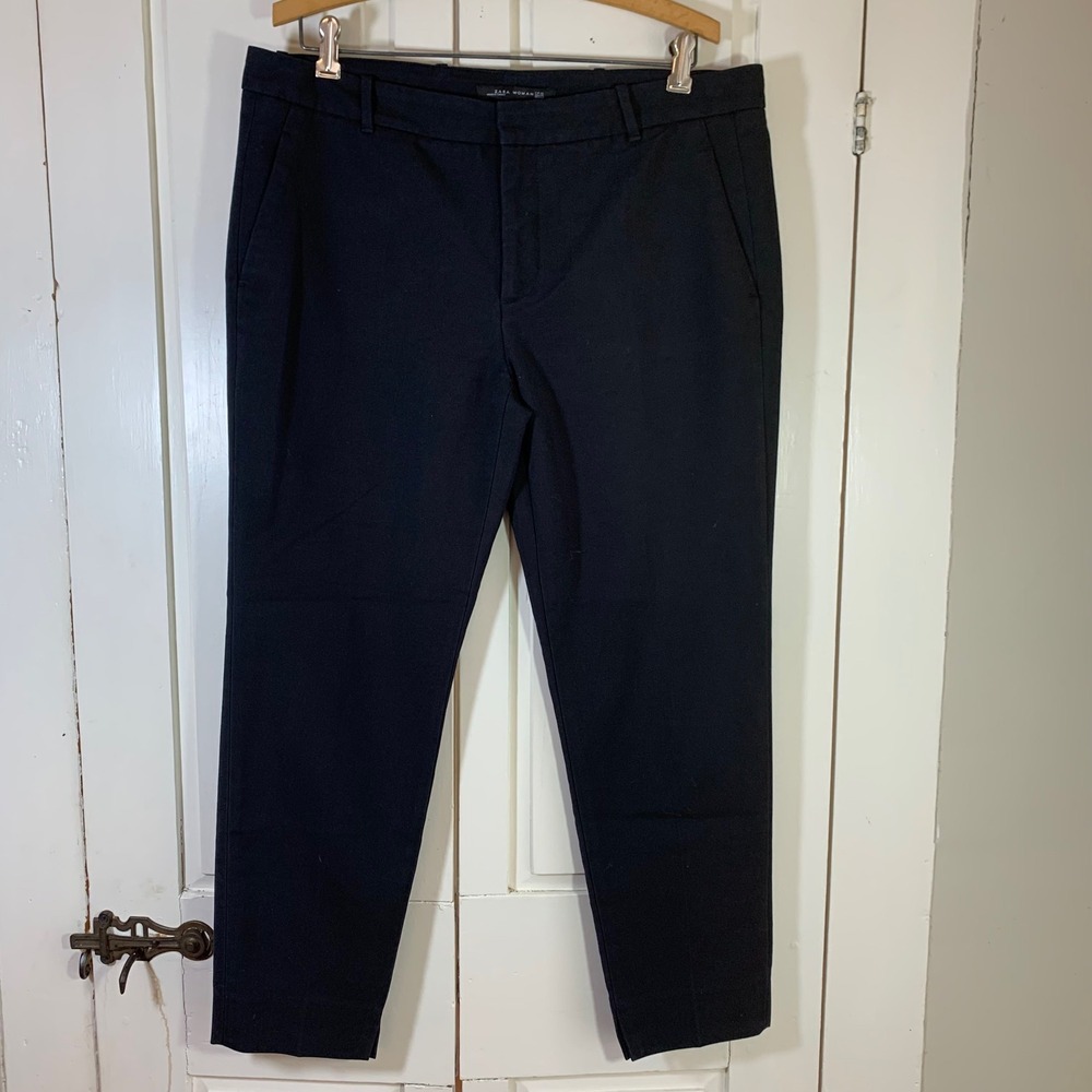 Zara Woman Black Tailored Tapered Trousers Pants Size XL Careerwear Church Basic